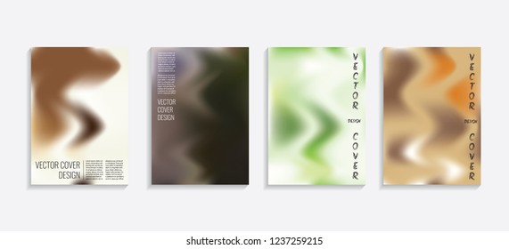 Modern covers with gradient wavy shapes. Futuristic minimal design with a multi-colored bionic background. A4 format. Eps10 vector. For poster, layout, placard, grunge paper, card, book.