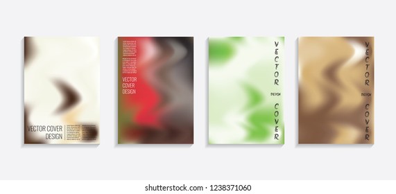 Modern covers with gradient wavy shapes. Futuristic minimal design with a multi-colored bionic background. A4 format. Eps10 vector. For poster, layout, placard, grunge paper, card, book.