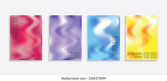Modern covers with gradient wavy shapes. Futuristic minimal design with a multi-colored bionic background. A4 format. Eps10 vector. For poster, layout, placard, grunge paper, card, book.