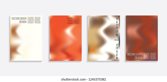 Modern covers with gradient wavy shapes. Futuristic minimal design with a multi-colored bionic background. A4 format. Eps10 vector. For poster, layout, placard, grunge paper, card, book.