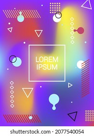 Modern covers poster in memphis style. Colorful gradient background can be used in design of brochure, flyer, web banner, advertising poster.