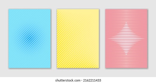 Las coberturas modernas establecen el diseño de plantillas. Cubierta de textura de patrón abstracto, conjunto de degradados de semitono geométrico mínimo para presentación, revistas, volantes, informes anuales, pósters y tarjetas de negocios