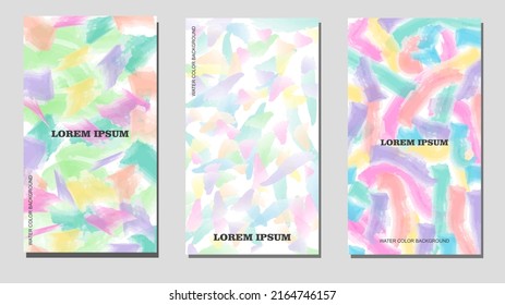 Modern Covers Template Design. Story Abstract Template. Water colors. Set of Trendy Abstract Colorfull shapes for Presentation, Magazines, Flyers, Annual Reports, Posters and Business Cards.