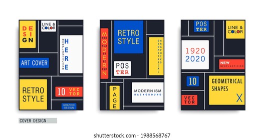 Modern covers template. Geometric composition in a trendy style of abstraction art. Neoplasticism vector design. 