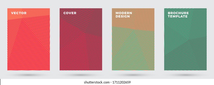 Diseño vectorial moderno. Gradientes geométricos de medio tono. Conjunto de plantillas de página de título. Tapas simples de textura de línea media. Plantillas de fondo de banner Rectangle.