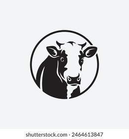 Modern Cow Farm Illustration Logo Icon Vector