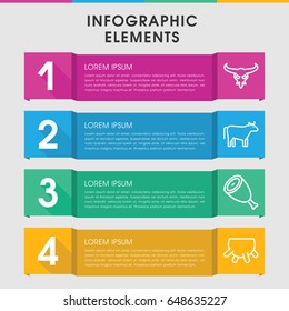 Modern cow infographic template. infographic design with cow icons includes bull skull, cow, udder. can be used for presentation, diagram, annual report, web design.