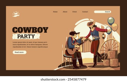 Modern of Cowboy Party landing Page Design