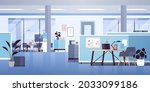 modern coworking area office interior empty no people open space cabinet room with furniture horizontal