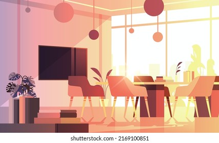 Modern Coworking Area Office Interior Empty No People Open Space Cabinet Room With Furniture