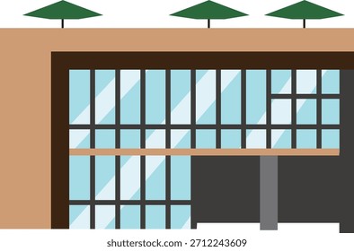 Moderno Acolhedor Café Exterior Vetor Ilustração