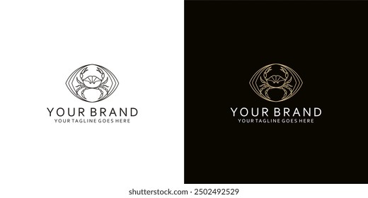 A modern crab logo with geometric line elements gives the impression of simplicity, elegance and luxury