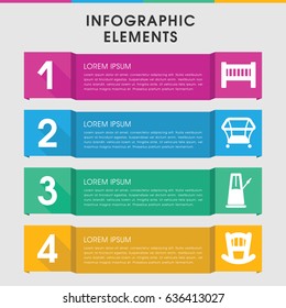 Modern cradle infographic template. infographic design with cradle icons includes baby bed, playpen. can be used for presentation, diagram, annual report, web design.