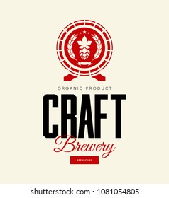 Modern craft beer drink isolated vector logo sign for brewery, pub, brewhouse or bar. 