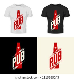 Modern craft beer drink isolated vector logo sign for brewery, pub, brewhouse or bar. Premium quality bottle logotype tee print badge illustration. Brewing fest fashion t-shirt emblem design set.