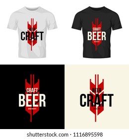 Modern craft beer drink isolated vector logo sign for brewery, pub, brewhouse or bar. Premium quality wheat logotype tee print badge illustration. Brewing fest fashion t-shirt emblem design set.