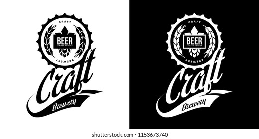 Modern craft beer drink isolated vector logo sign branding for brewery, pub, brewhouse or bar. Premium quality hop logotype tee print badge illustration. Brewing fest fashion t-shirt emblem design set