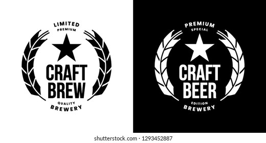 Modern craft beer drink isolated vector logo sign for bar, pub, store, brewhouse or brewery. Premium quality logotype emblem illustration template set. Brewing fest fashion t-shirt badge design bundle