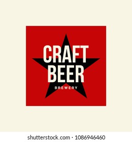 Modern craft beer drink vector logo sign for bar, pub or brewery, isolated on light background. Premium quality star logotype tee print badge illustration. Brewing fest fashion t-shirt emblem design.