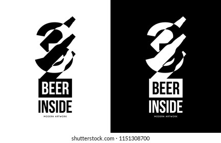 Modern craft beer drink vector isolated logo sign for bar, pub, brewery or brewhouse. Premium quality bottle logotype tee print badge illustration. Brewing fest fashion t-shirt emblem design set.