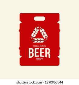 Modern craft beer drink vector logo sign for bar, pub, store, brewhouse or brewery isolated on light background. Premium quality keg logotype illustration. Brewing fest fashion t-shirt badge design.