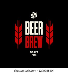Modern craft beer drink vector logo sign for bar, pub, store, brewhouse or brewery isolated on black background. Premium quality emblem logotype illustration. Brewing fest fashion t-shirt badge design
