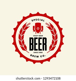 Modern craft beer drink vector logo sign for bar, pub, store, shop, brewhouse, brewery isolated on light background. Premium quality logotype emblem illustration. Brewing fashion t-shirt badge design.