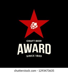 Modern craft beer drink vector logo sign for bar, pub, store, brewhouse or brewery isolated on black background. Premium quality award logotype illustration. Brewing fest fashion t-shirt badge design.