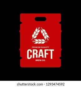 Modern craft beer drink vector logo sign for bar, pub, store, brewhouse or brewery isolated on black background. Premium quality keg logotype illustration. Brewing fest fashion t-shirt badge design.