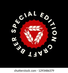 Modern craft beer drink vector logo sign for bar, pub, store, brewhouse or brewery isolated on black background. Premium quality emblem logotype illustration. Brewing fest fashion t-shirt badge design