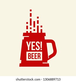 Modern craft beer drink vector logo sign for bar, pub, store, brewhouse or brewery isolated on light background. Premium quality mug logotype illustration. Brewing fest fashion t-shirt badge design.