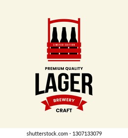 Modern craft beer drink vector logo sign for bar, pub, store, brewhouse or brewery isolated on light background. Premium quality bottle box logotype illustration. Brewing emblem t-shirt badge design.