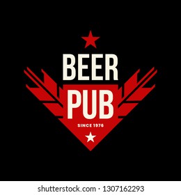 Modern craft beer drink vector logo sign for bar, pub, store, brewhouse or brewery isolated on black background. Premium quality ear arrow logotype illustration. Brewing emblem t-shirt badge design.