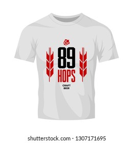 Modern craft beer drink vector logo sign for bar, pub, store, brewhouse or brewery isolated on white t-shirt mock up. Premium quality emblem logotype illustration. Brewing fest fashion badge design.