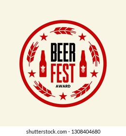 Modern craft beer drink vector logo sign for bar, pub, store, brewhouse or brewery isolated on light background. Premium quality emblem logotype illustration. Brewing round fest t-shirt badge design.