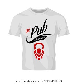 Modern craft beer drink vector logo sign for bar, pub, store, brewhouse or brewery isolated on white t-shirt mock up. Premium quality fitness logotype illustration. Brewing fest fashion badge design.