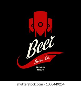 Modern craft beer drink vector logo sign for bar, pub, store, shop, brewhouse, brewery isolated on black background. Premium manufacture logotype emblem illustration. Brewing fest t-shirt badge design