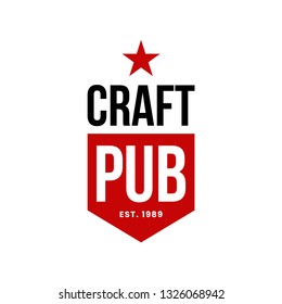 Modern craft beer drink vector logo sign for bar, pub, store, brewhouse or brewery isolated on white background. Premium quality star logotype illustration. Brewing fest fashion t-shirt badge design.