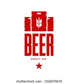 Modern craft beer drink vector logo sign for bar, pub, store, brewhouse or brewery isolated on white background. Premium quality keg logotype illustration. Brewing fest fashion t-shirt badge design.