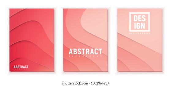 Modern craft, origami vector illustration. Elegant red paper cut shapes. Abstract banners set for business presentations, flyers, poster.