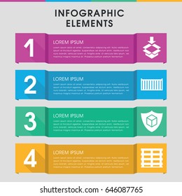 Modern crate infographic template. infographic design with crate icons includes cargo box, cargo insurance. can be used for presentation, diagram, annual report, web design.