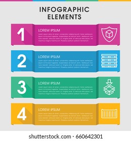 Modern crate infographic template. infographic design with crate icons includes cargo box, cargo insurance. can be used for presentation, diagram, annual report, web design.
