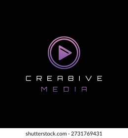 Modern "CREA8IVE MEDIA" Logo with Gradient Play Button and Circular Frame
