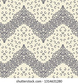 Modern cream and navy chevron pattern.  Seamless repeat vector pattern