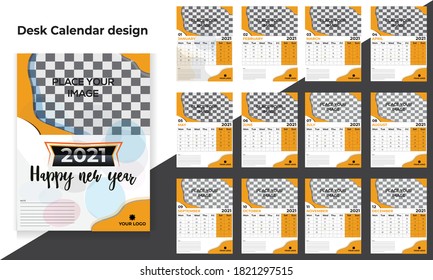 Vector de plantilla de diseño de calendario 2021 moderno y creativo