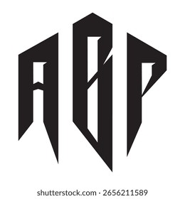 Modernes und kreatives ABP-Schriftbild, das für eine Technologiemarke entwickelt wurde. Ideal für die digitale, unternehmensweite oder technologieorientierte Identität. Umfasst Vektorformat, Symbol und stilisiertes Alphabetdesign.