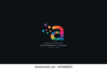 Letras alfabéticas modernas, creativas y abstractas con el logotipo de un monograma A