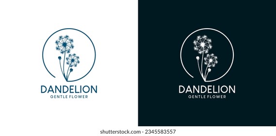 Diseño del logo de la flor de diente de león abstracta creativa moderna