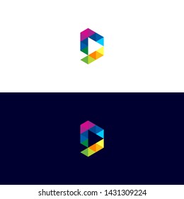 Modern Creative Abstract Letter D Triangle Logo Icon Symbol with Colorfull Colour on Light and Dark Background