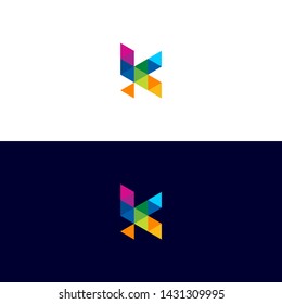 Modern Creative Abstract Letter K Triangle Logo Icon Symbol with Colorfull Colour on Light and Dark Background, Template Logo Inspiration
